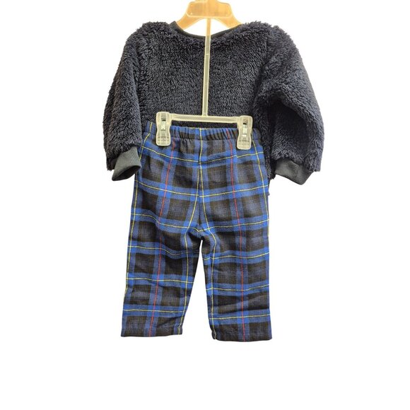 PatPat Infant Winter Fleece Outfit Set With Plaid Pants & Pocket - Picture 6 of 6